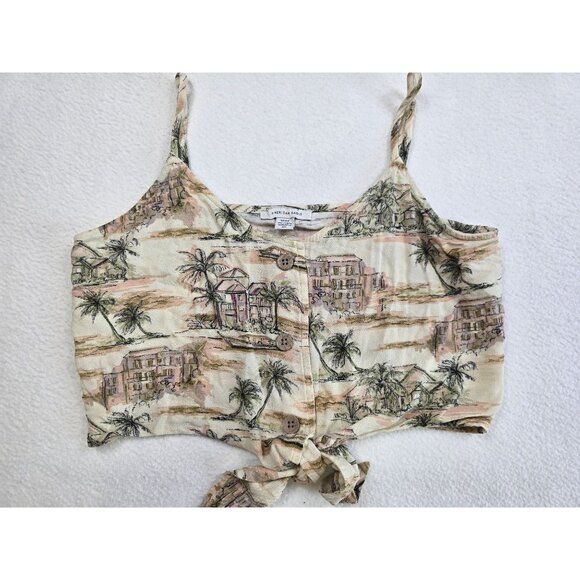 American Eagle Tops - American Eagle Womens Tropical Print Crop Top Spaghetti Straps Size S